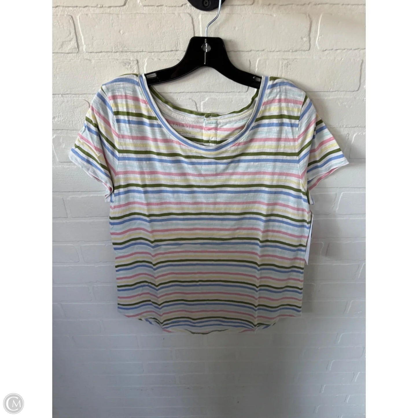 Top Short Sleeve By Talbots In Green & White, Size: L