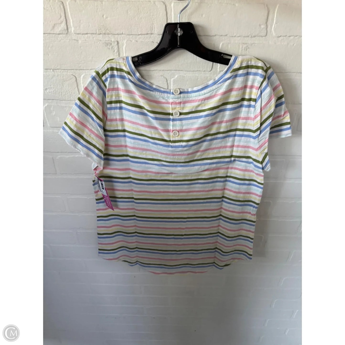 Top Short Sleeve By Talbots In Green & White, Size: L