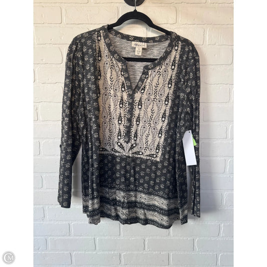 Top Long Sleeve By Style And Co Collection Women In Grey & Tan, Size: 1x