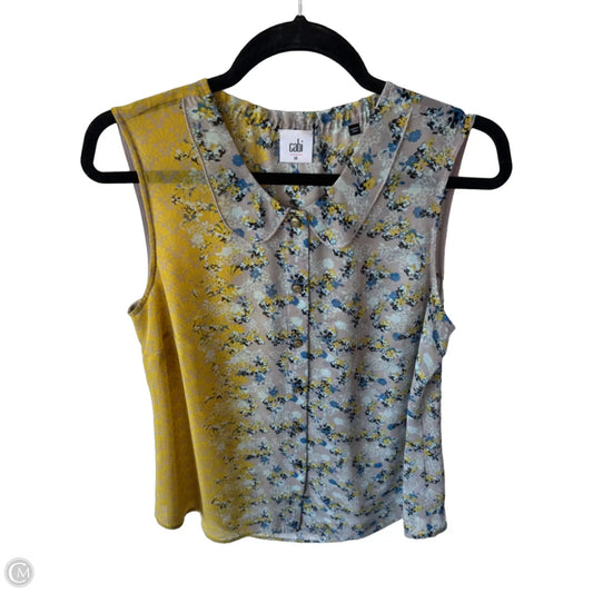 Blouse Sleeveless By Cabi In Grey & Yellow, Size: M