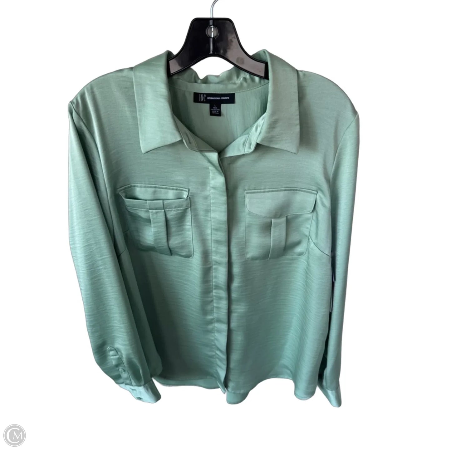 Blouse Long Sleeve By Inc In Green, Size: L