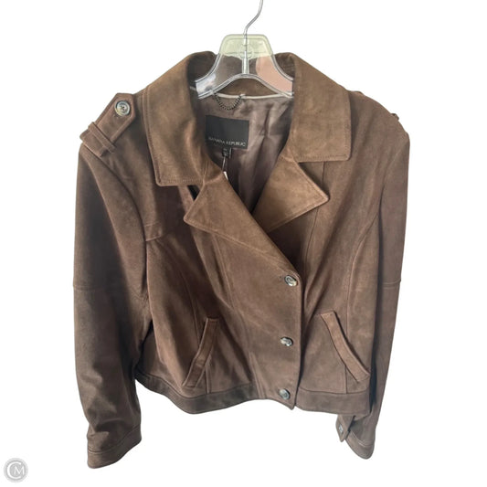 Jacket Leather By Banana Republic In Brown, Size: Xl