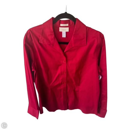 Blouse Long Sleeve By Chicos In Red, Size: L