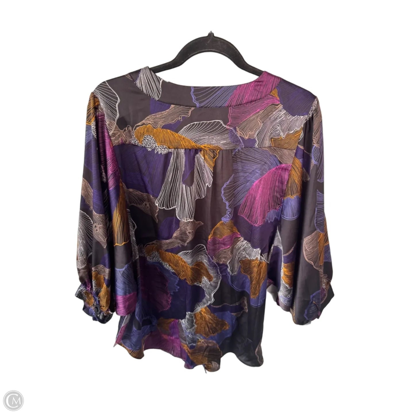 Blouse 3/4 Sleeve By Chicos In Black & Purple, Size: M