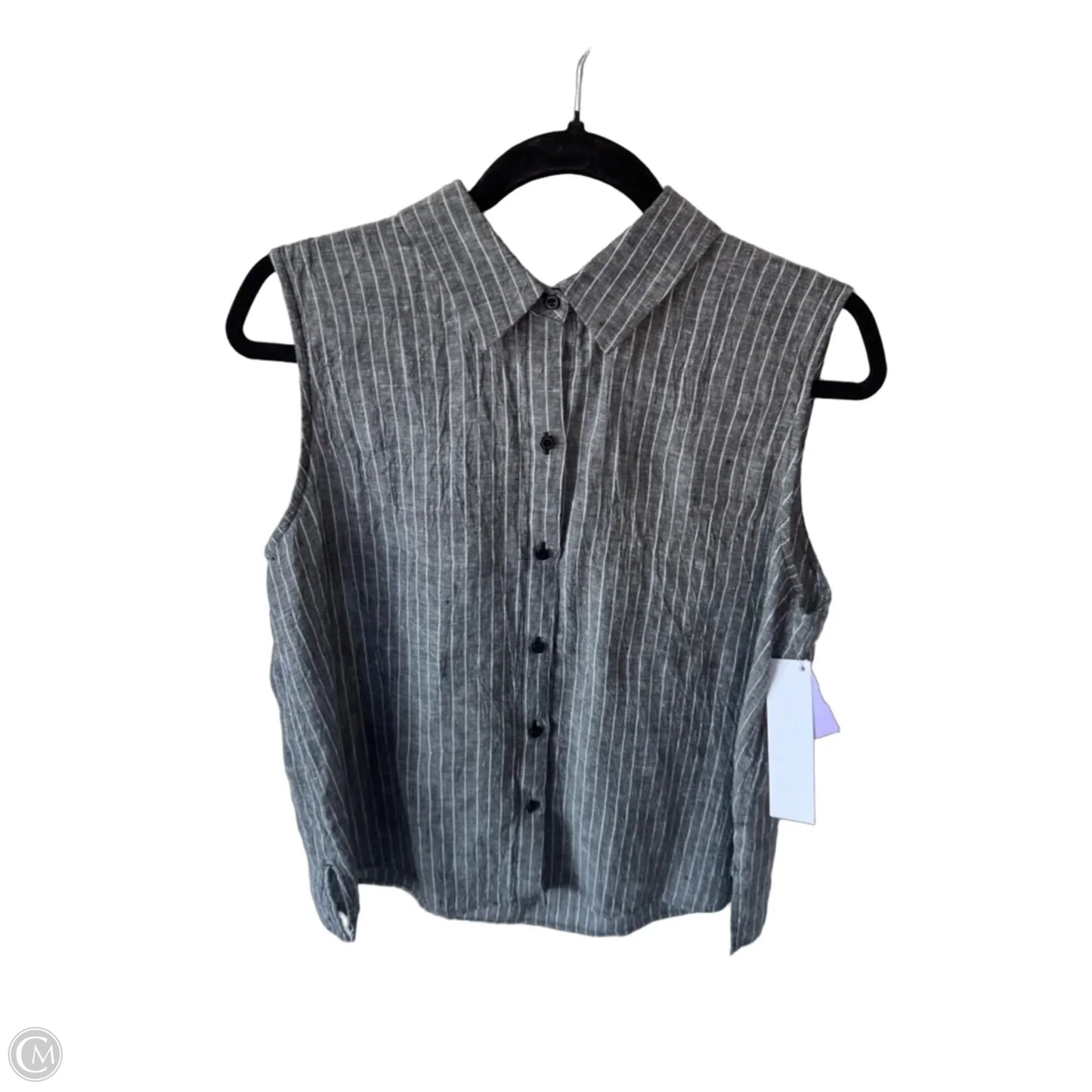 Blouse Sleeveless By Eileen Fisher In Grey & White, Size: M