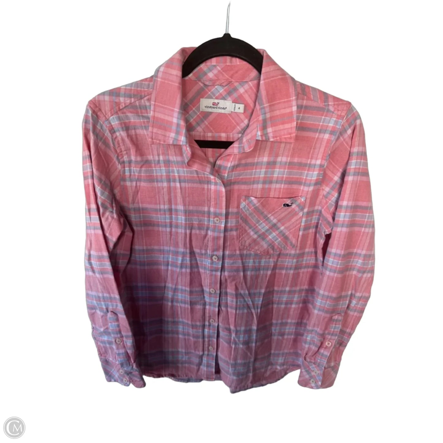 Blouse Long Sleeve By Vineyard Vines In Pink & White, Size: S