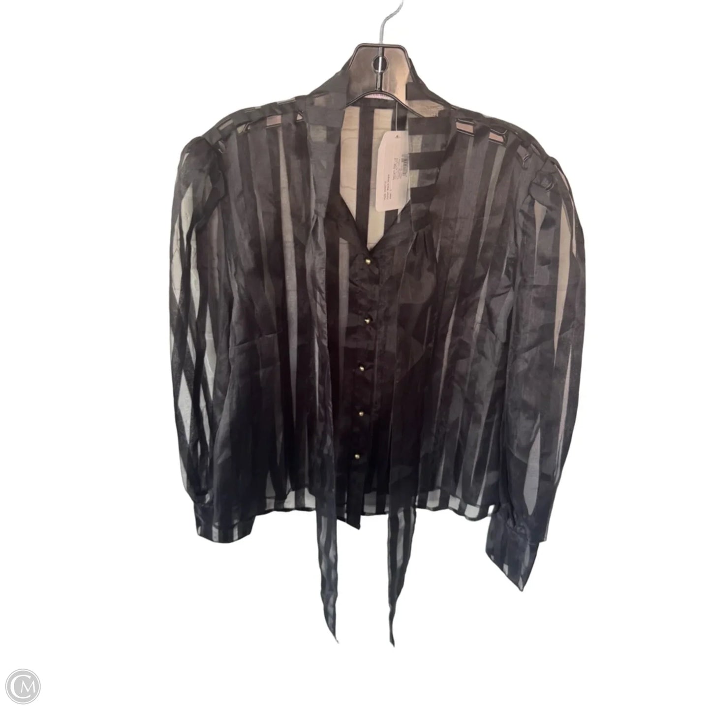Blouse Long Sleeve By Clothes Mentor In Black, Size: L
