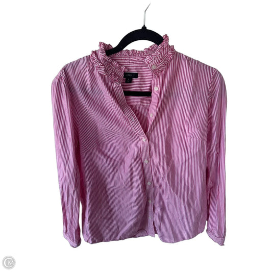 Blouse Long Sleeve By J. Crew In Pink & White, Size: S