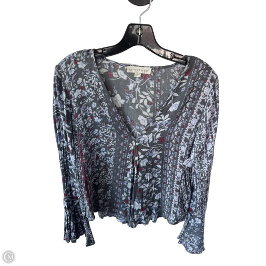 Top Long Sleeve By Lovestitch In Grey & Purple, Size: S