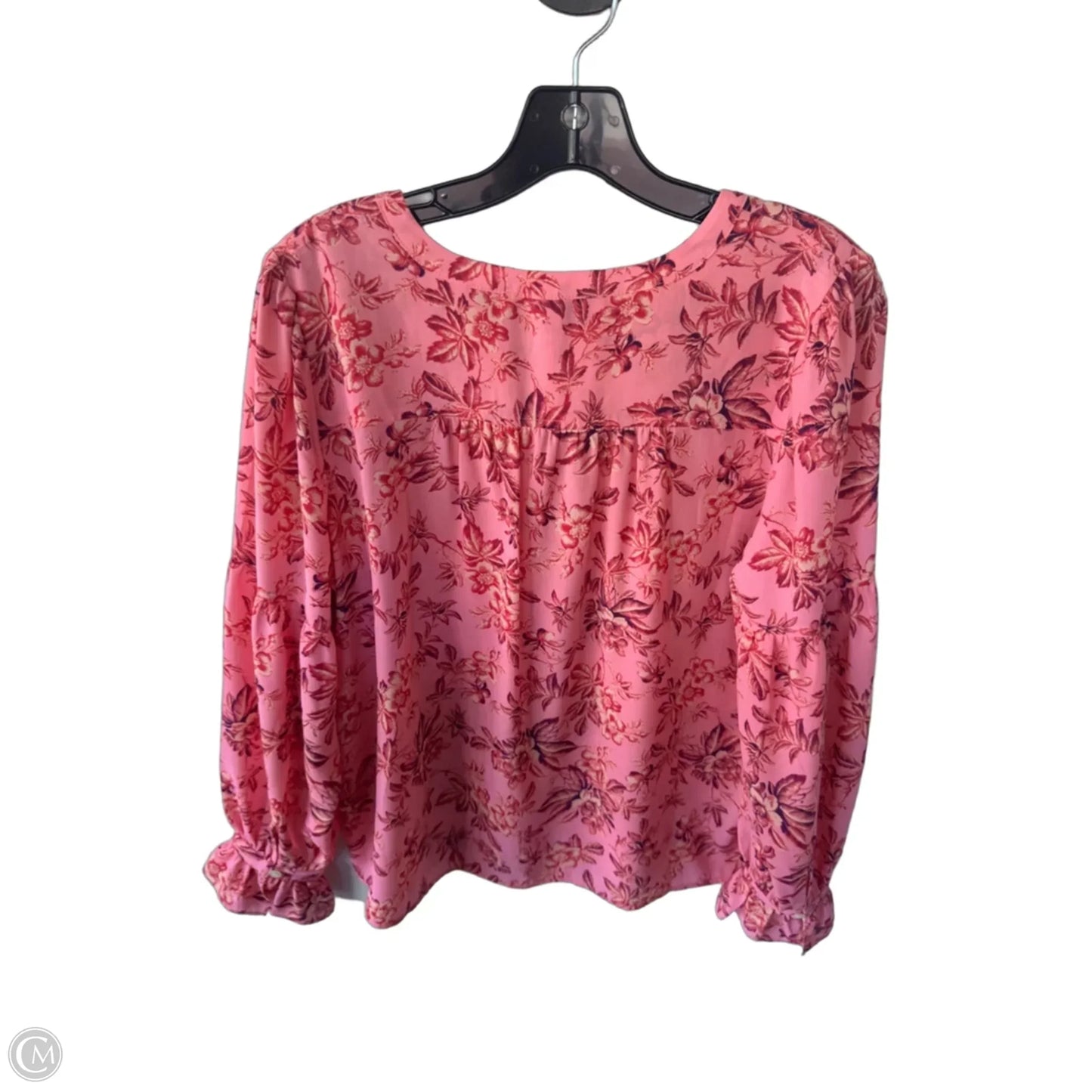 Blouse Long Sleeve By Loft In Pink & Red, Size: S