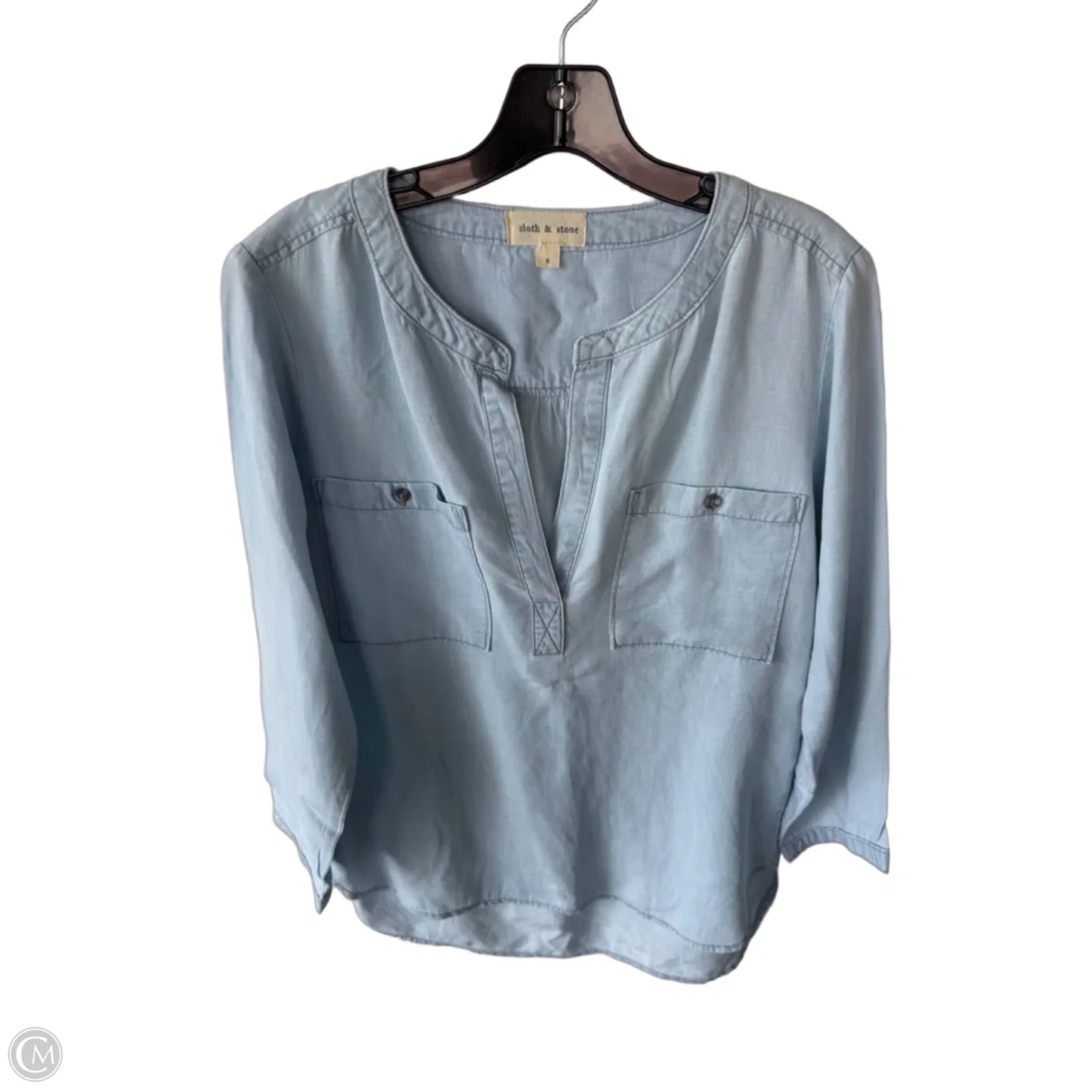 Top Long Sleeve By Cloth & Stone In Blue & Brown, Size: S