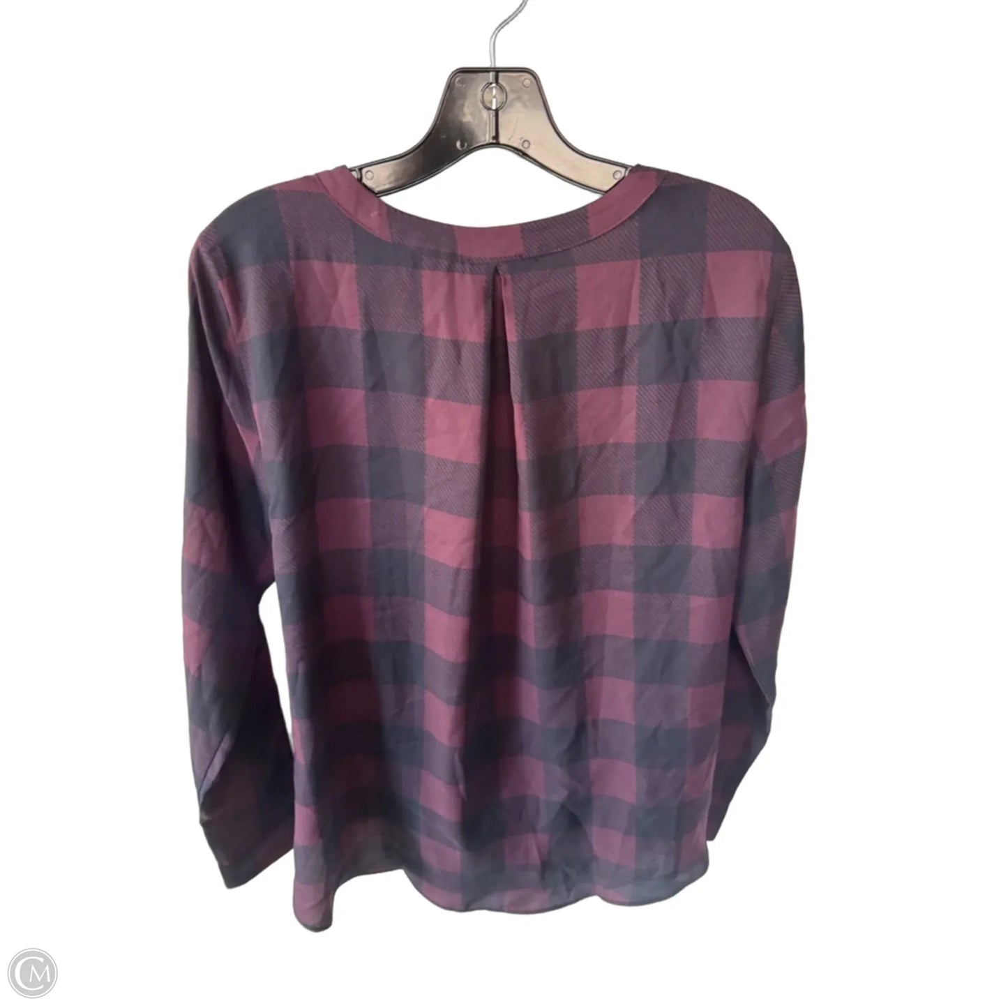Blouse Long Sleeve By Ann Taylor In Blue & Red, Size: M