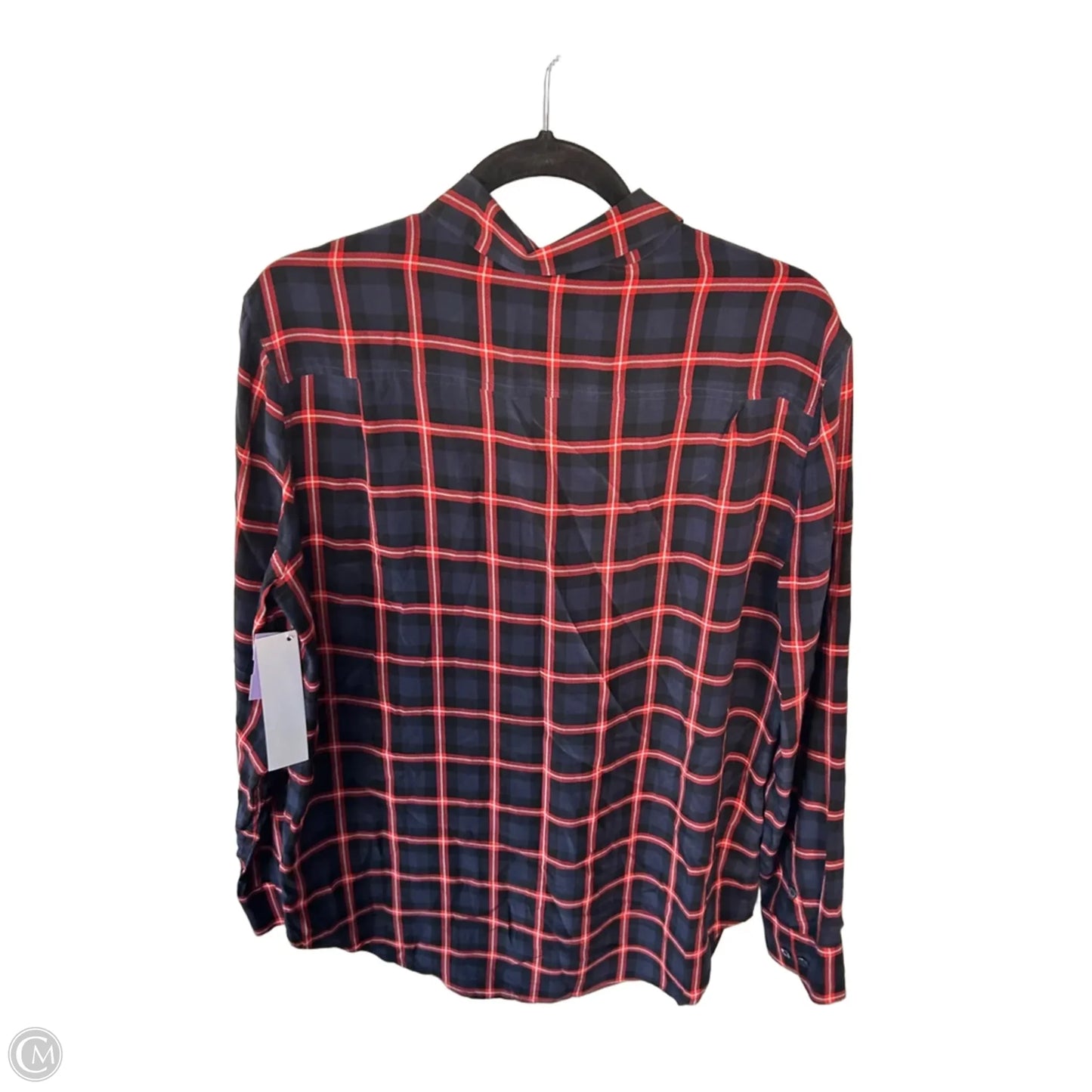 Blouse Long Sleeve By Equipment In Blue & Red, Size: L