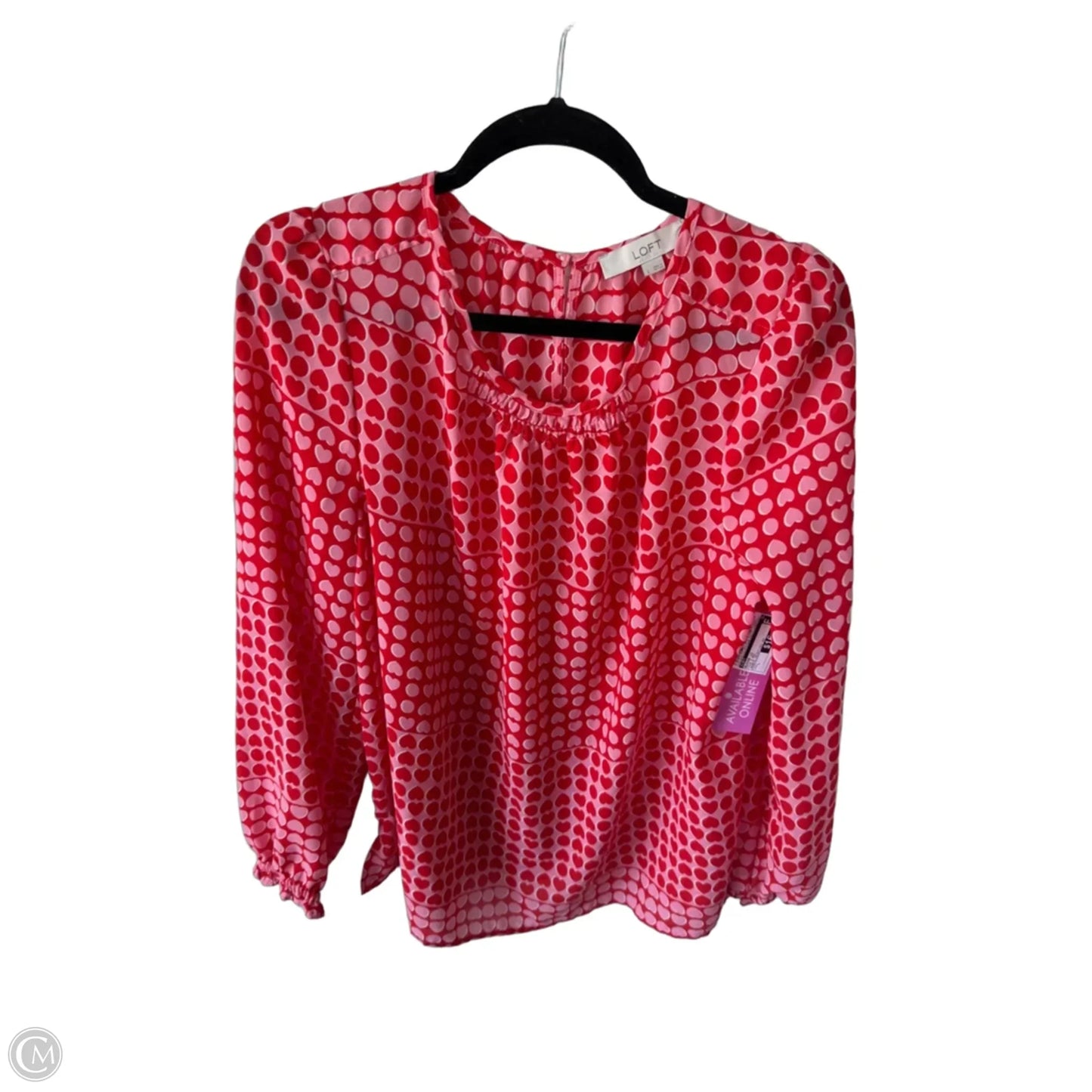 Blouse Long Sleeve By Loft In Pink & Red, Size: L