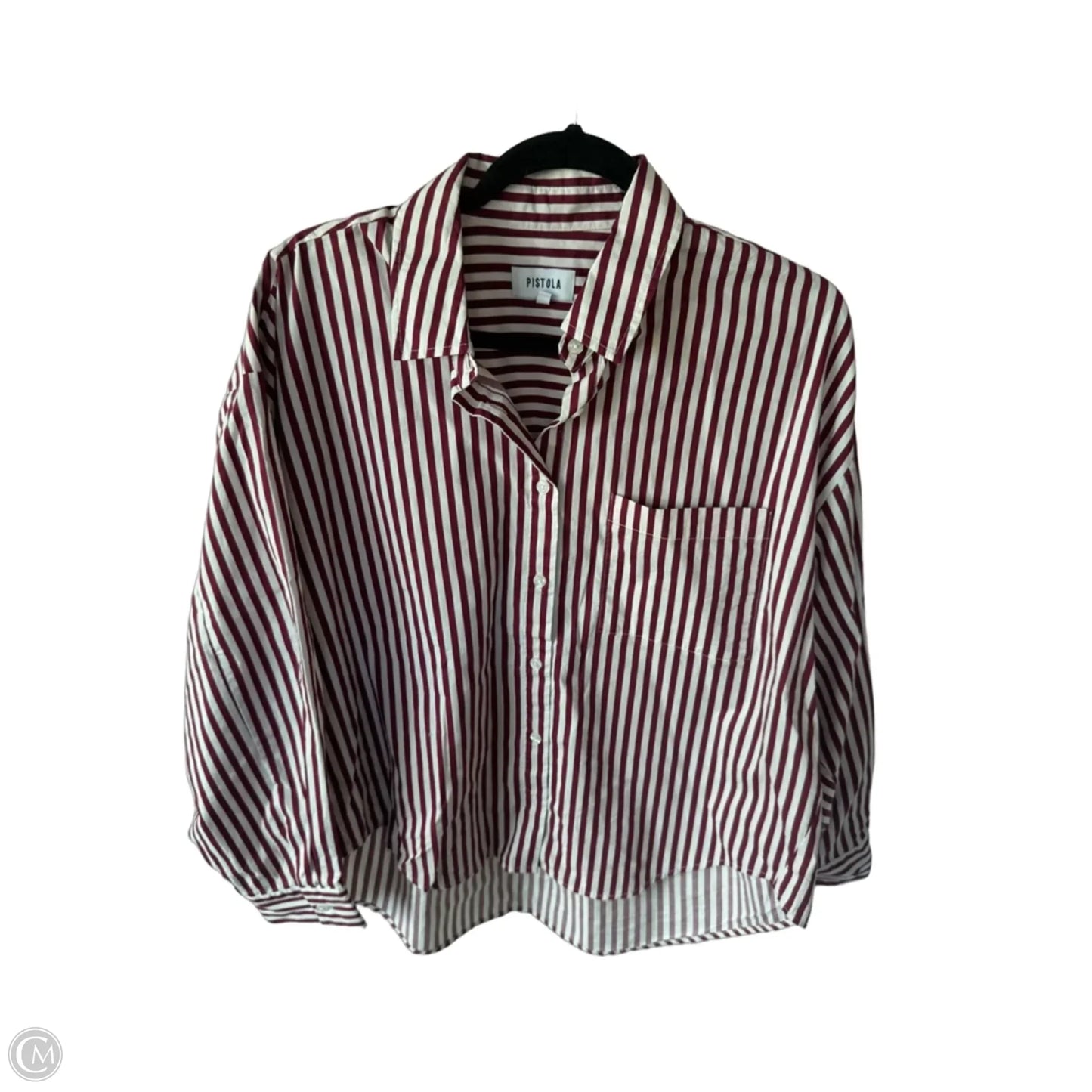 Blouse Long Sleeve By Pistola In Red & White, Size: S
