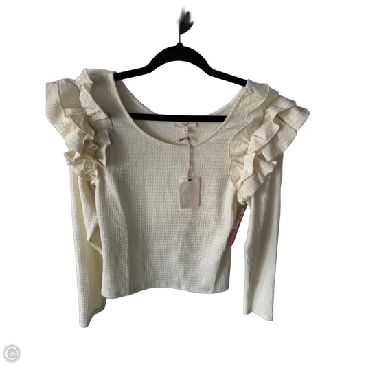 Top Long Sleeve By Easel In Cream, Size: M