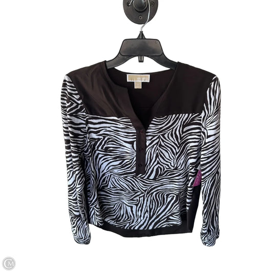 Blouse Long Sleeve By Michael By Michael Kors In Brown & White, Size: S