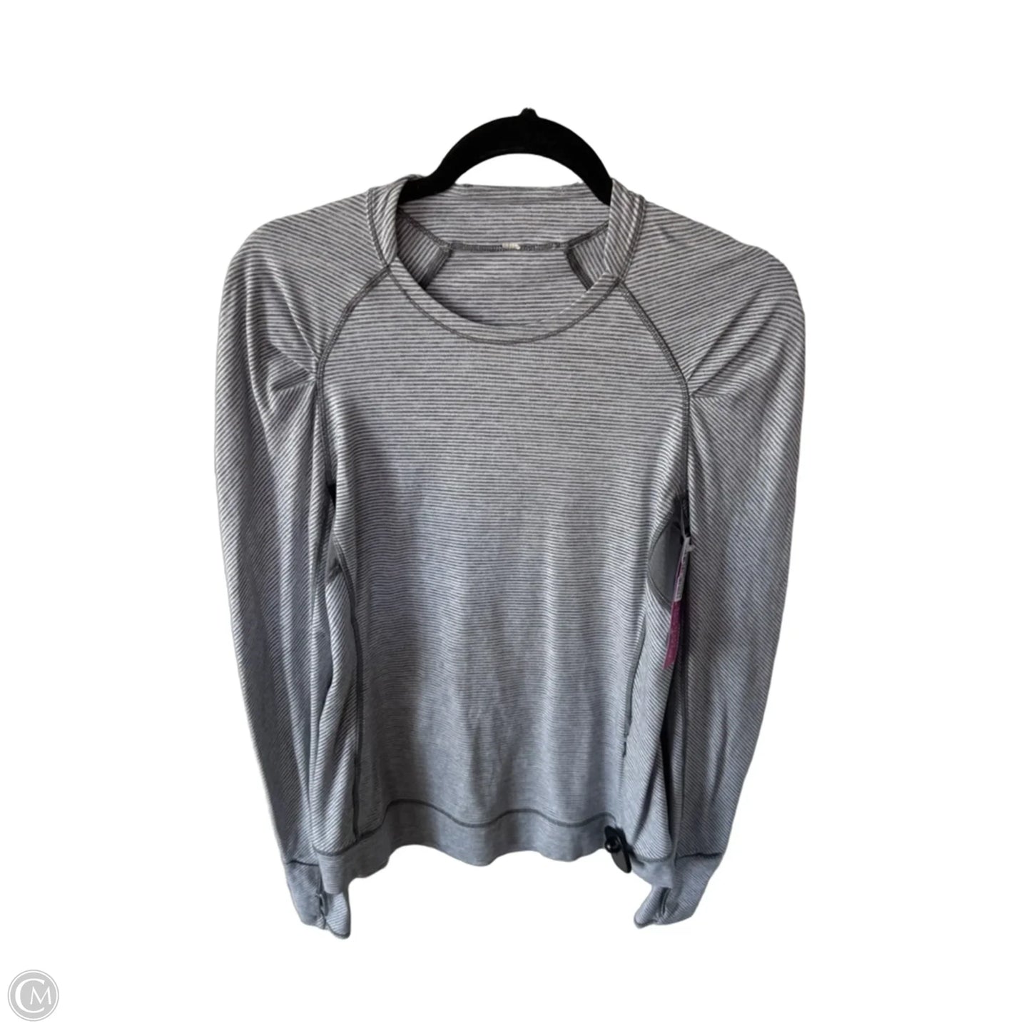 Athletic Top Long Sleeve Crewneck By Lululemon In Grey & White, Size: M