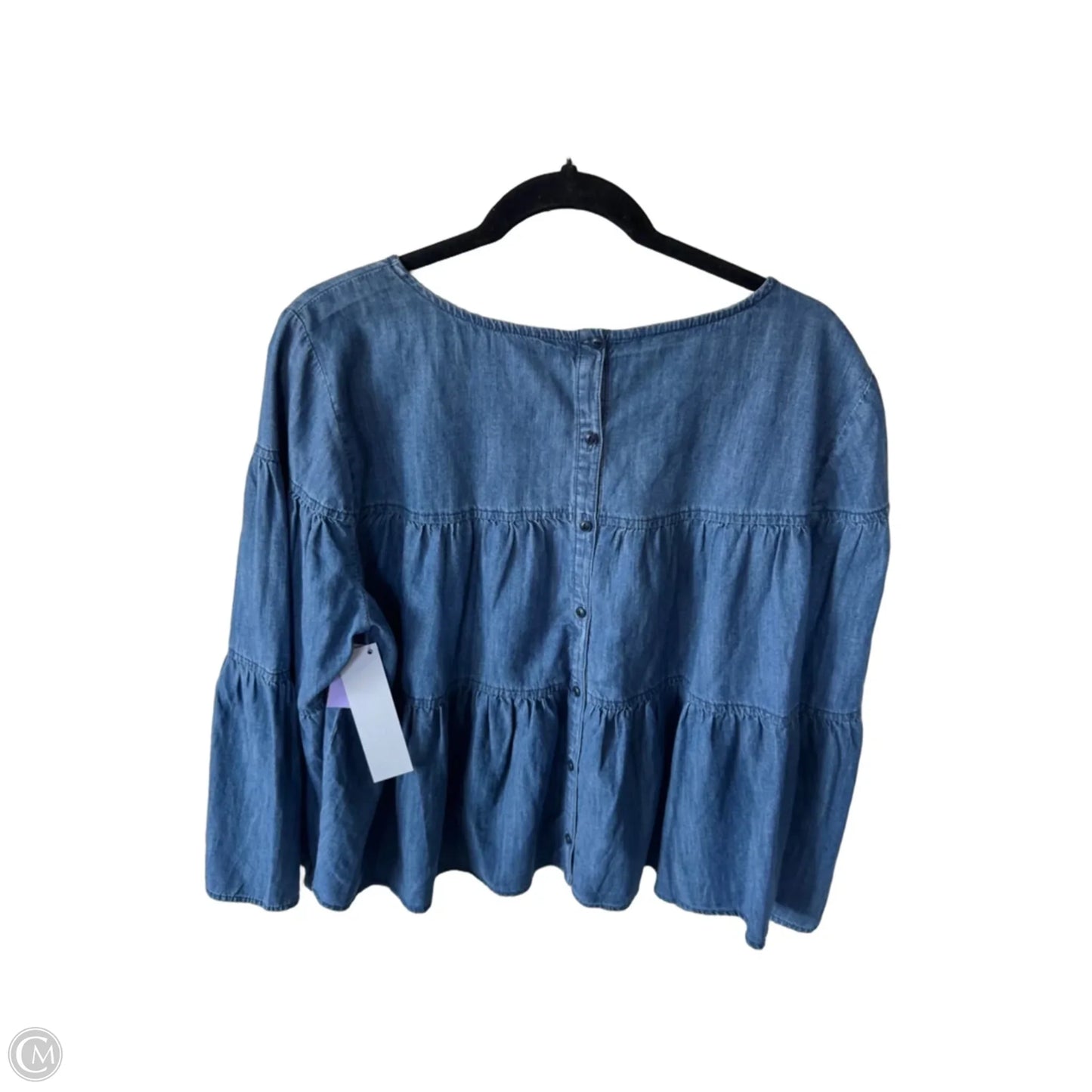 Blouse Long Sleeve By Madewell In Blue Denim, Size: Xl
