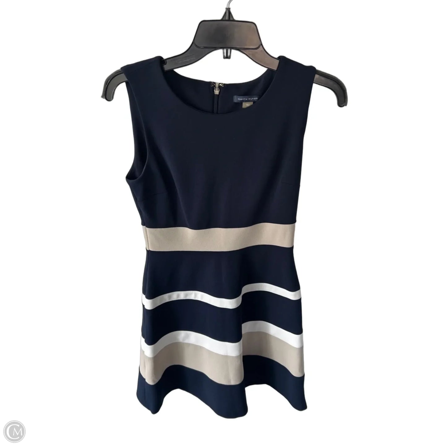 Dress Work By Tommy Hilfiger In Blue & Tan, Size: S