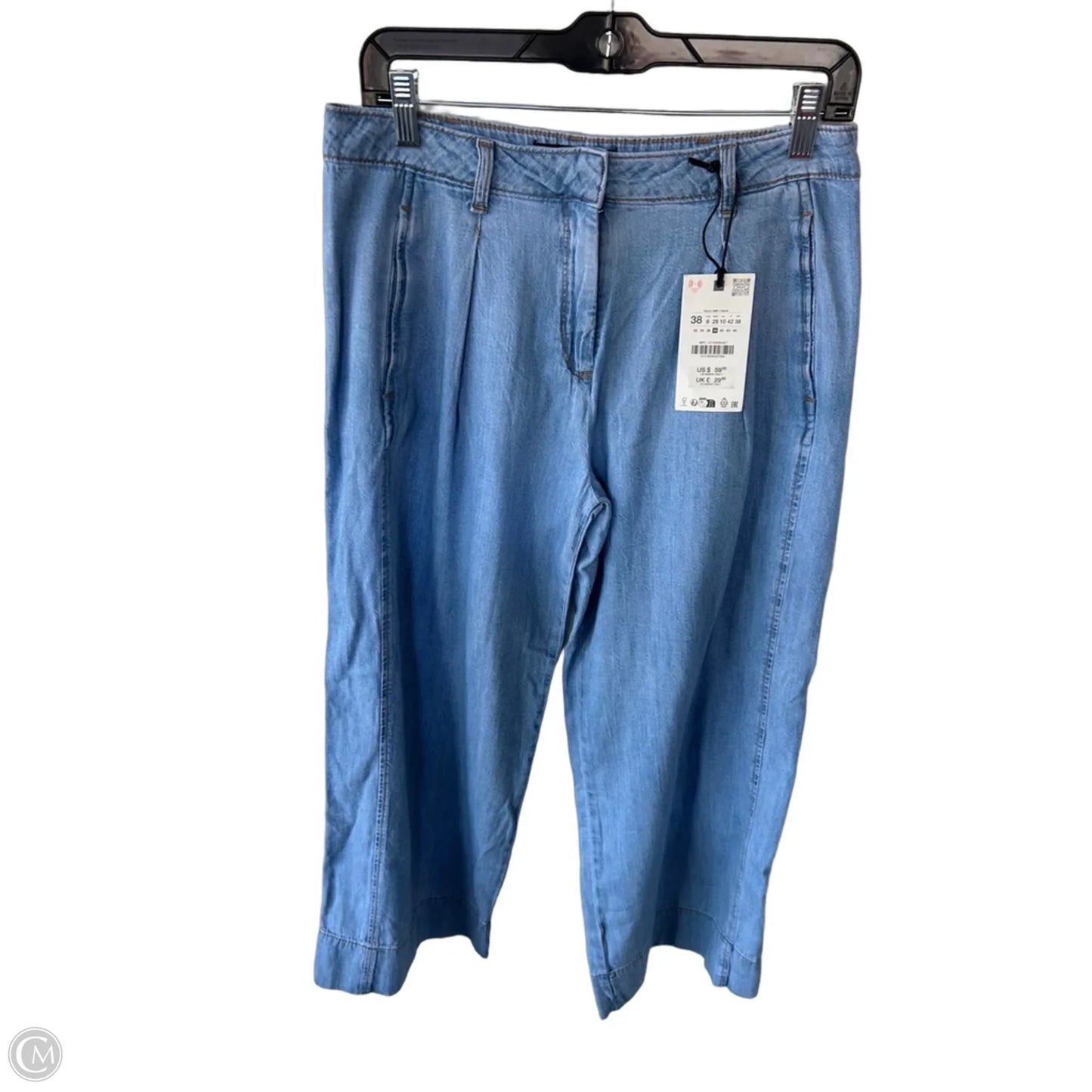 Jeans Wide Leg By Zara In Blue Denim, Size: 6