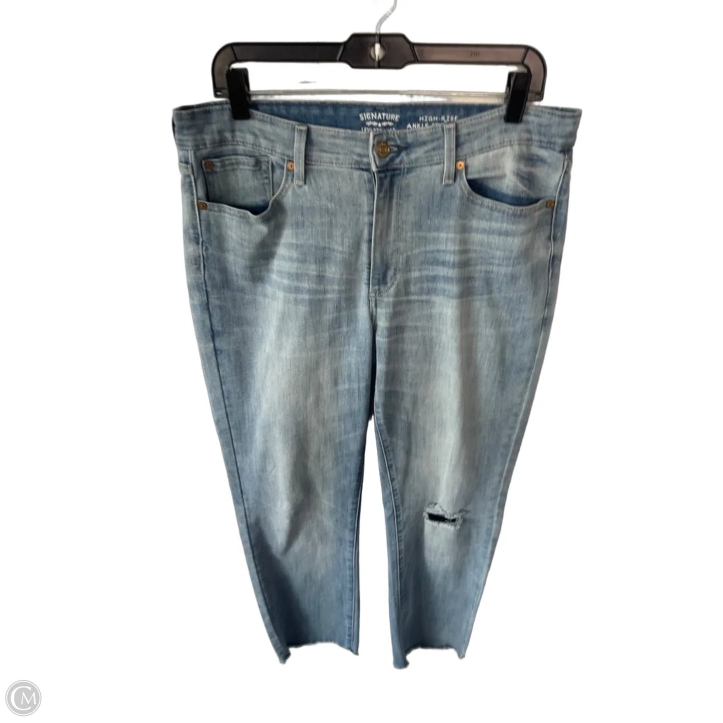 Jeans Straight By Levis Signature In Blue Denim, Size: 14