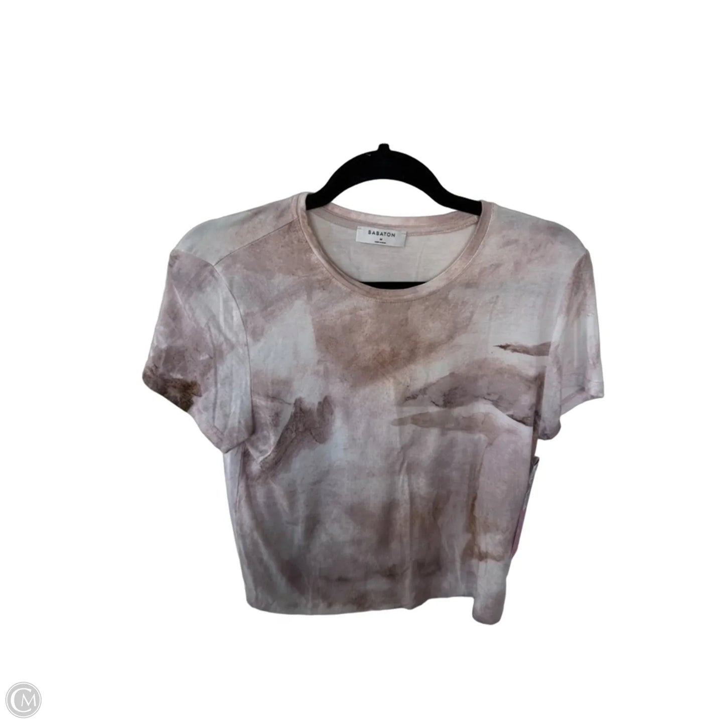 Top Short Sleeve By Babaton In Pink & Tan, Size: M