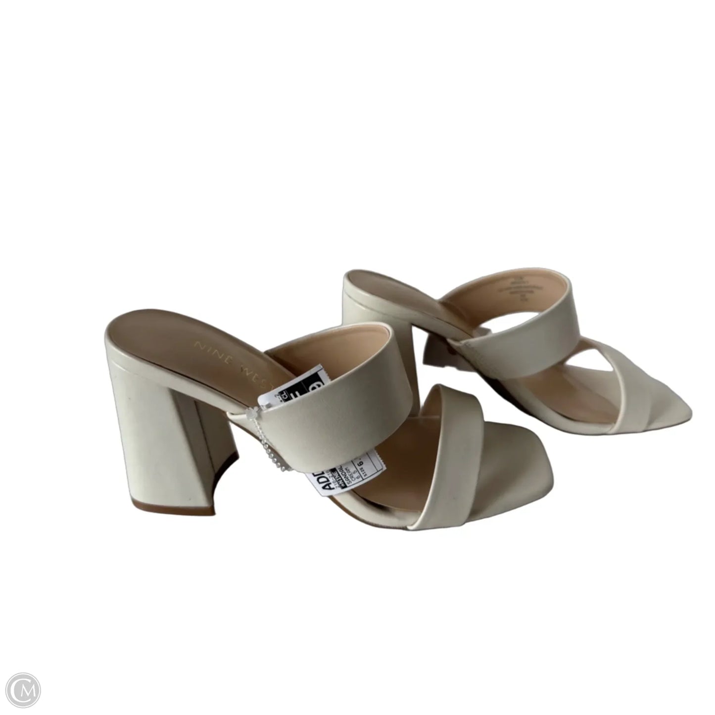 Sandals Heels Block By Nine West In Cream, Size: 6.5