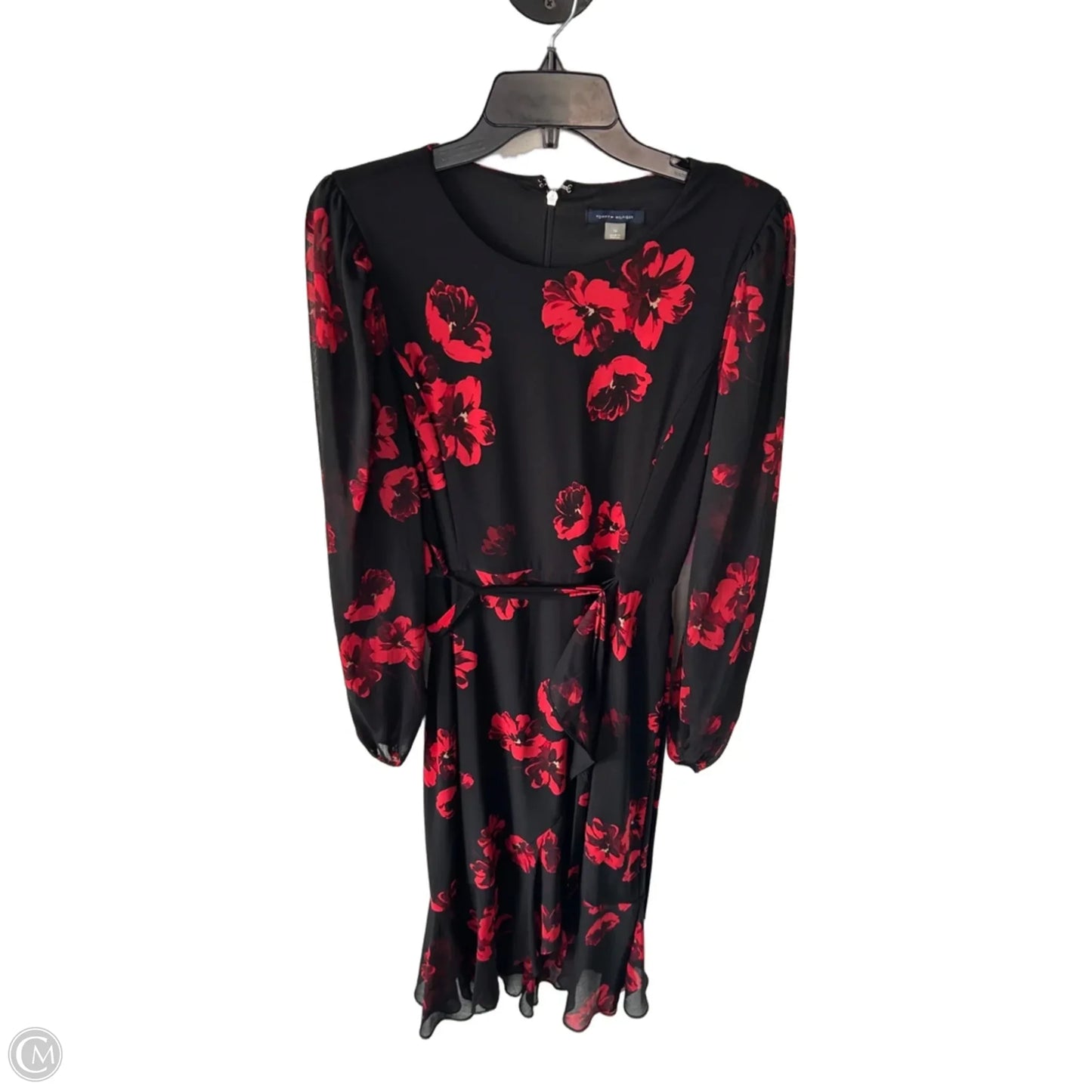 Dress Party Midi By Tommy Hilfiger In Black & Red, Size: M