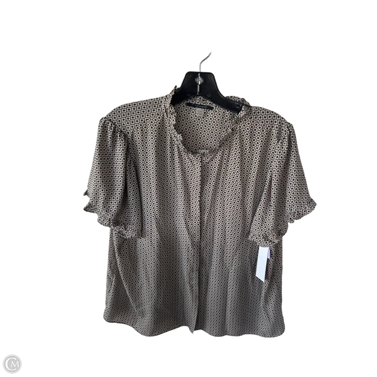 Blouse Short Sleeve By T Tahari In Black & Tan, Size: Xl