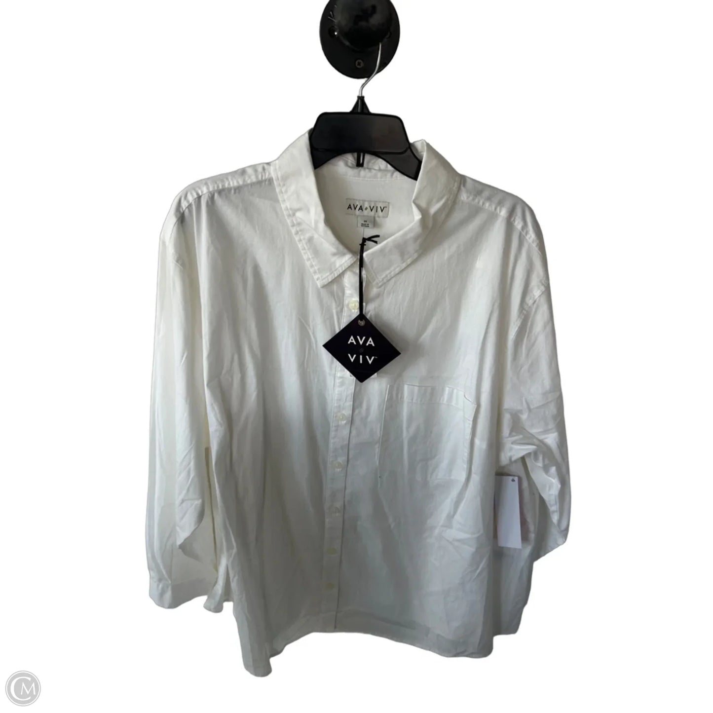 Blouse Long Sleeve By Ava & Viv In White, Size: 2x