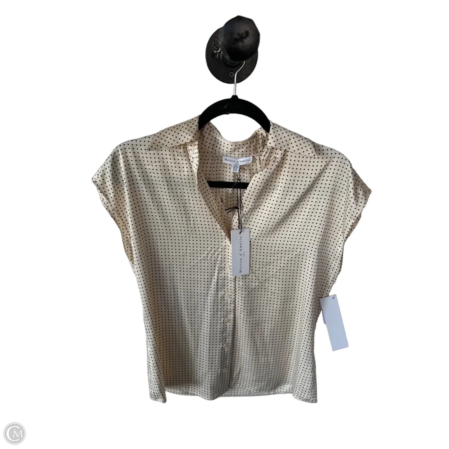 Blouse Sleeveless By Maison Damelie In Black & Cream, Size: Xs