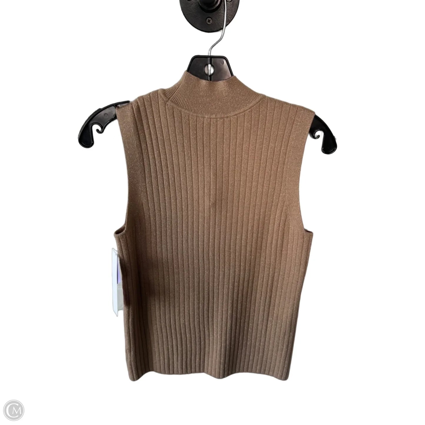 Vest Sweater By Talbots In Gold & Tan, Size: M