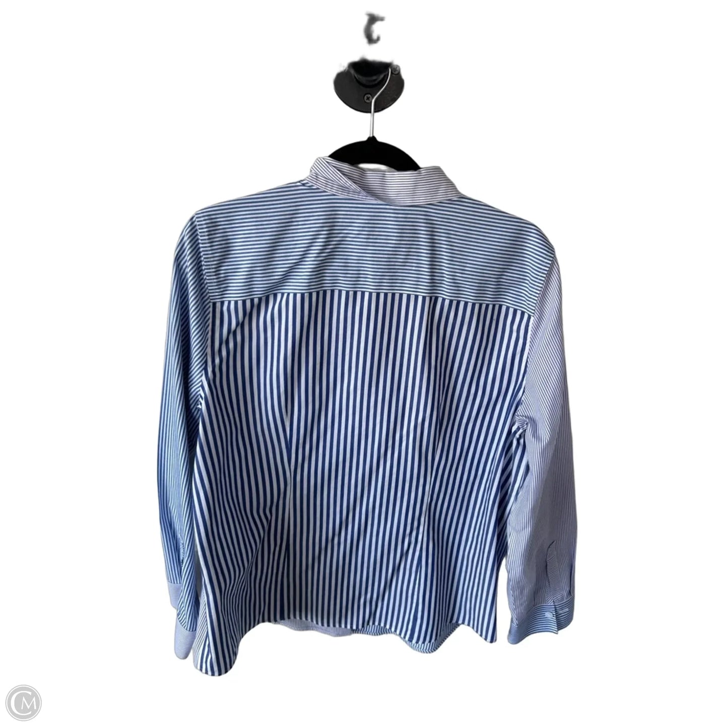 Blouse Long Sleeve By Chicos In Blue & White, Size: L