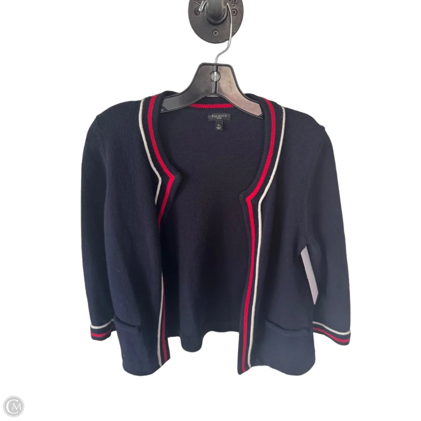 Sweater Cardigan By Talbots In Blue & Red & White, Size: Sp