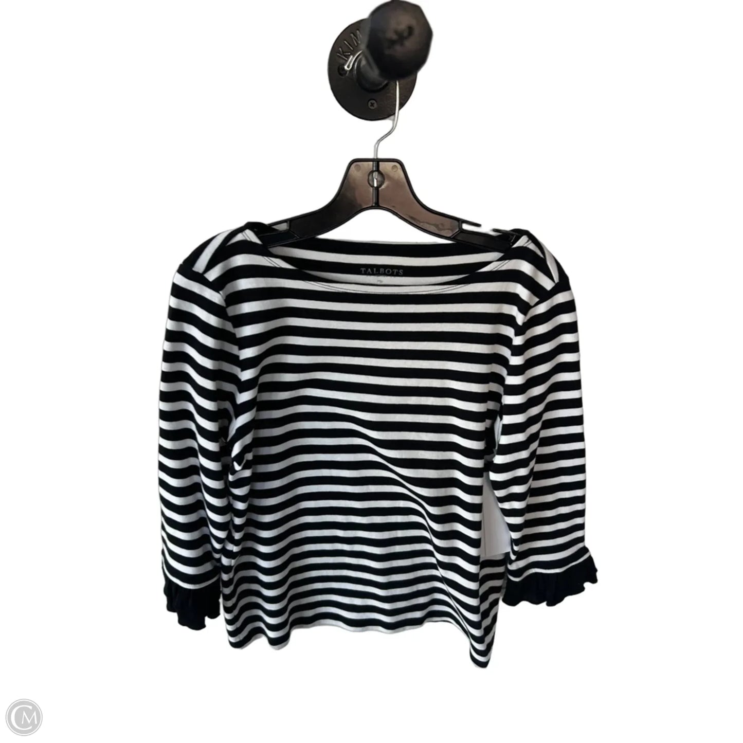 Top 3/4 Sleeve By Talbots In Black & White, Size: Mp