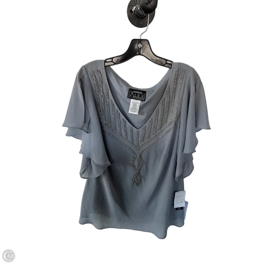 Blouse Short Sleeve By Alex Evenings In Grey, Size: 2x