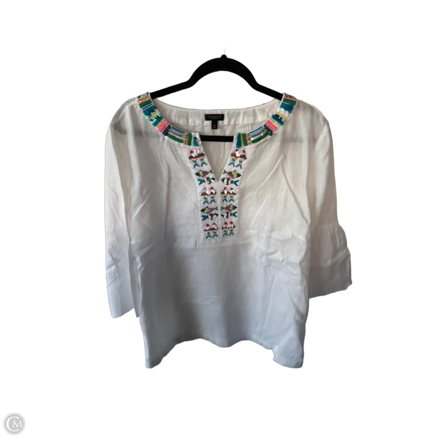 Blouse Long Sleeve By Talbots In White, Size: 2x