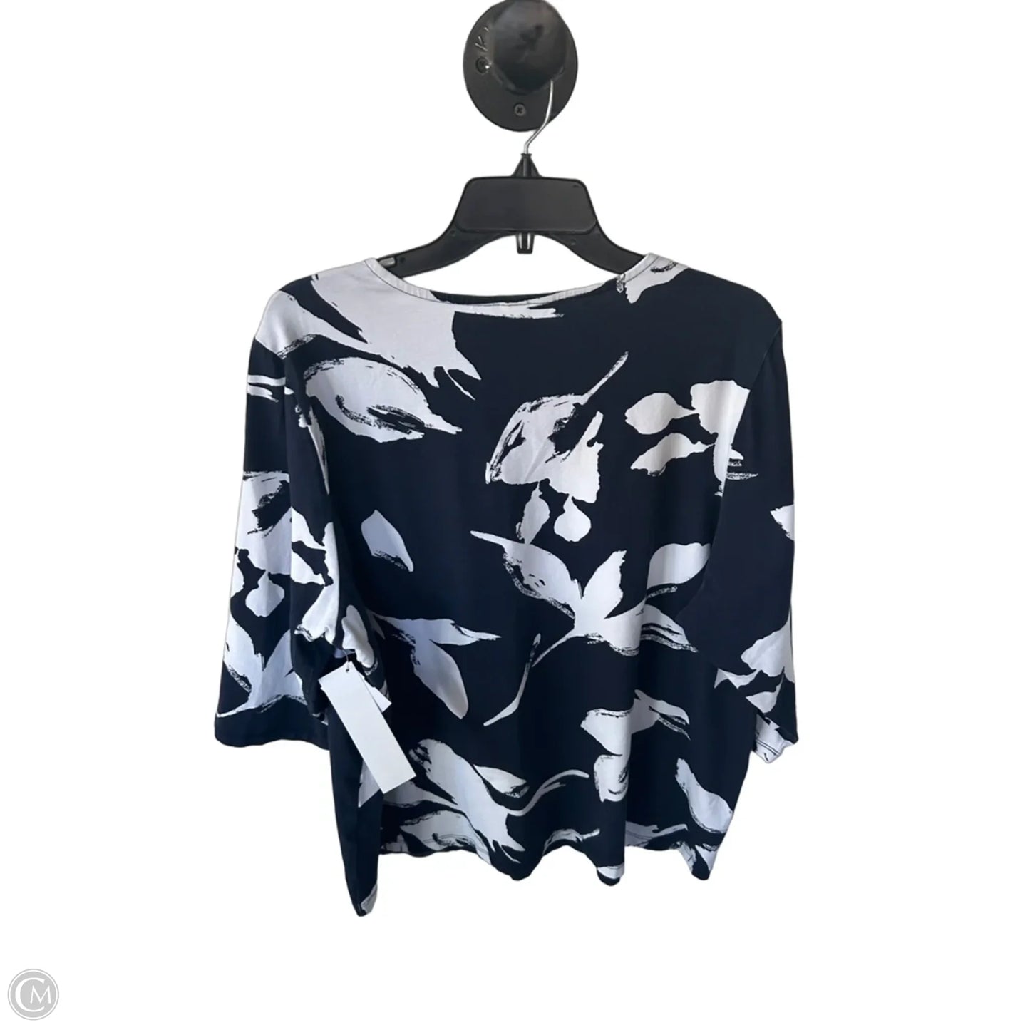 Top 3/4 Sleeve By Cj Banks In Blue & Silver, Size: 2x
