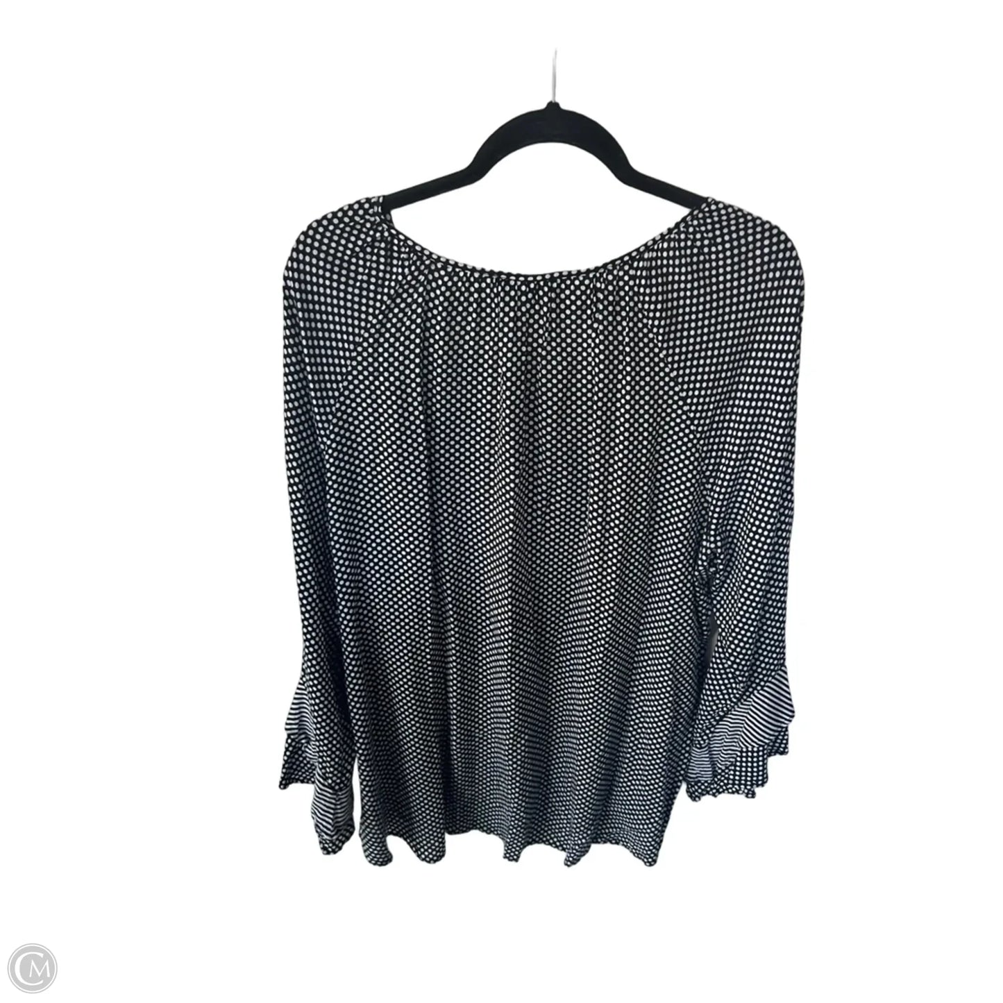 Tunic Long Sleeve By Fred David In Black & White, Size: 2x