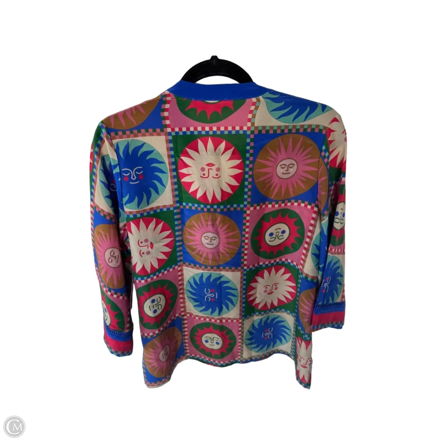 Blouse Designer By Johnny Was In Blue & Tan, Size: S