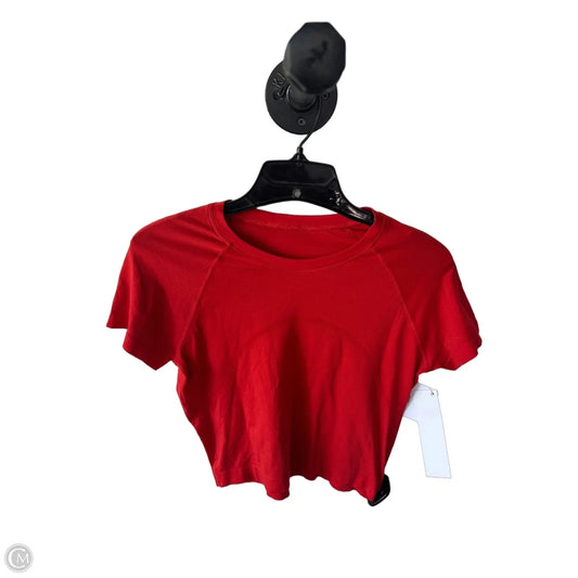 Athletic Top Short Sleeve By Lululemon In Orange & Red, Size: M