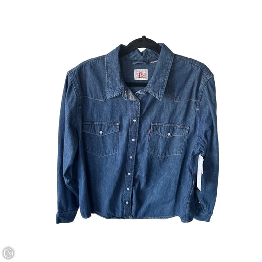 Top Long Sleeve By Levis In Blue Denim, Size: Xxl