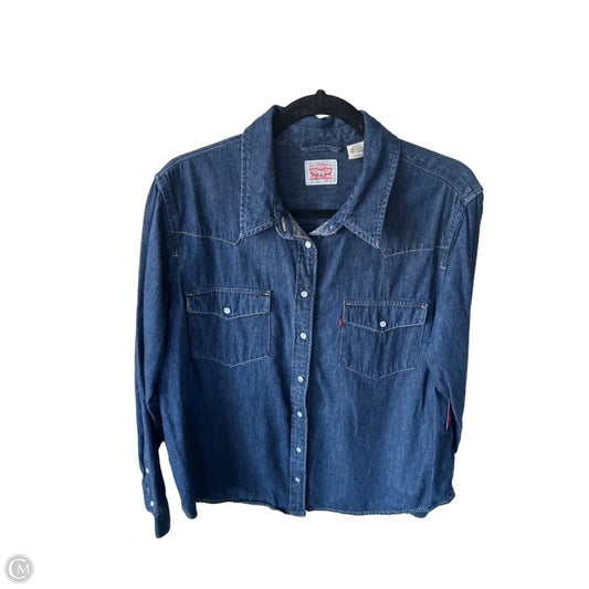 Top Long Sleeve By Levis In Blue Denim, Size: Xl