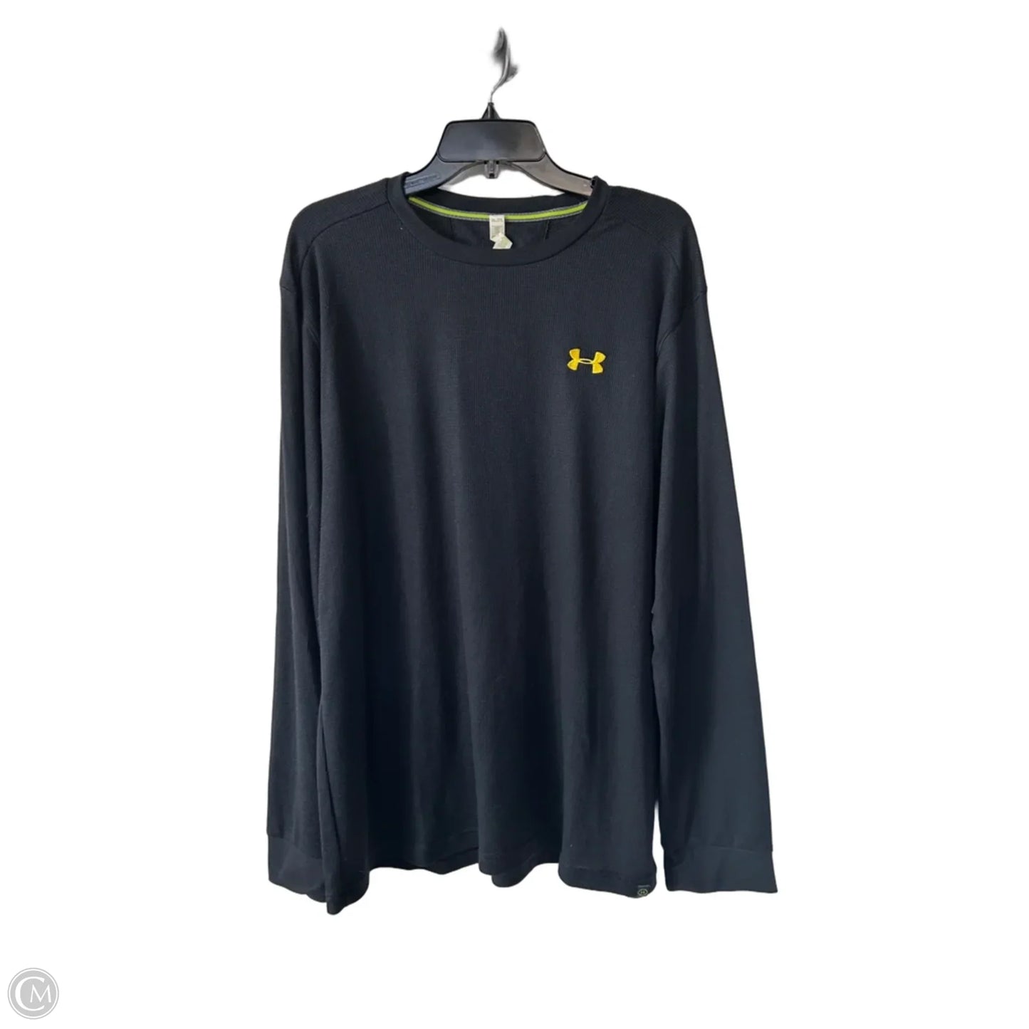 Athletic Top Long Sleeve Crewneck By Under Armour In Black & Yellow, Size: Xxl