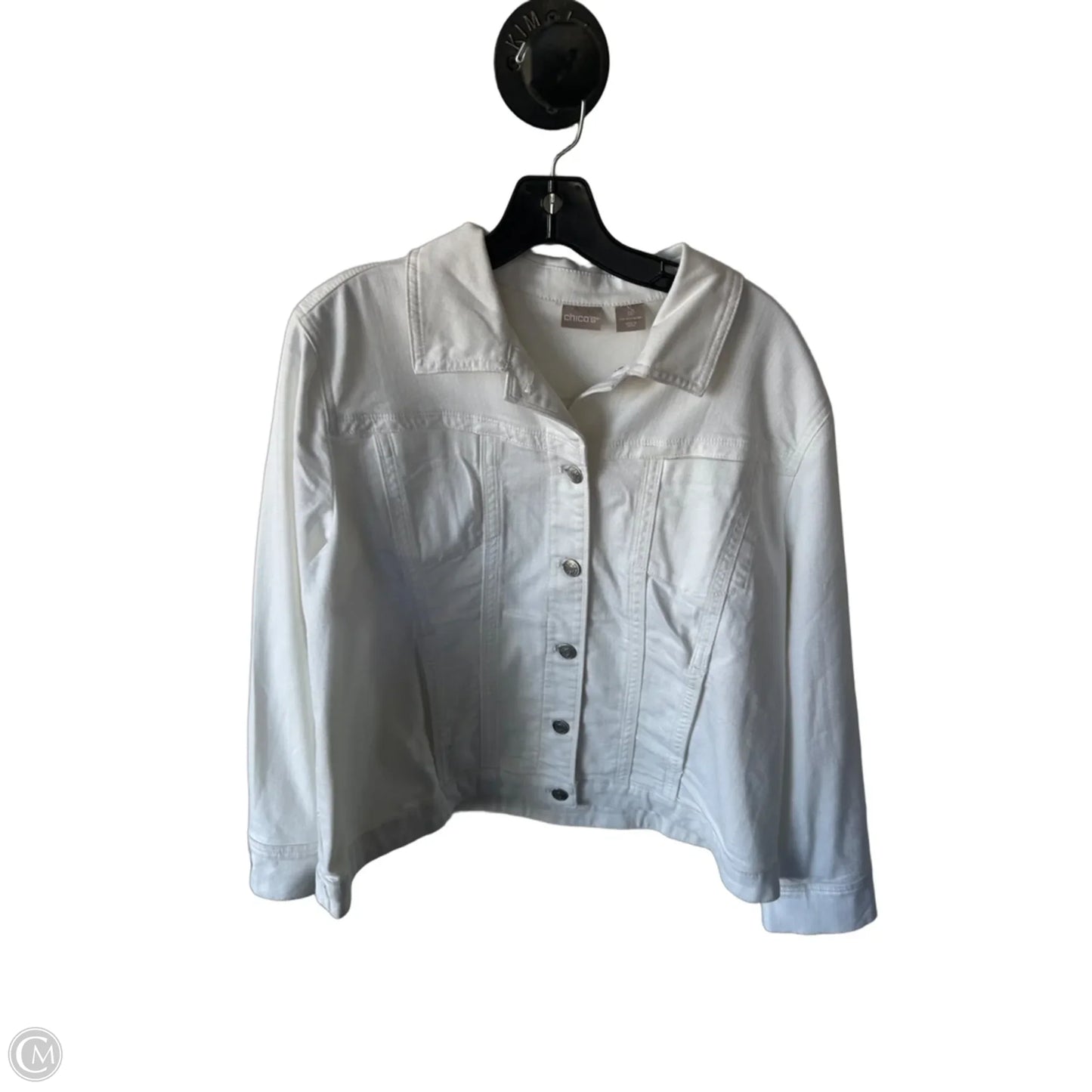Jacket Denim By Chicos In White Denim, Size: Xlp