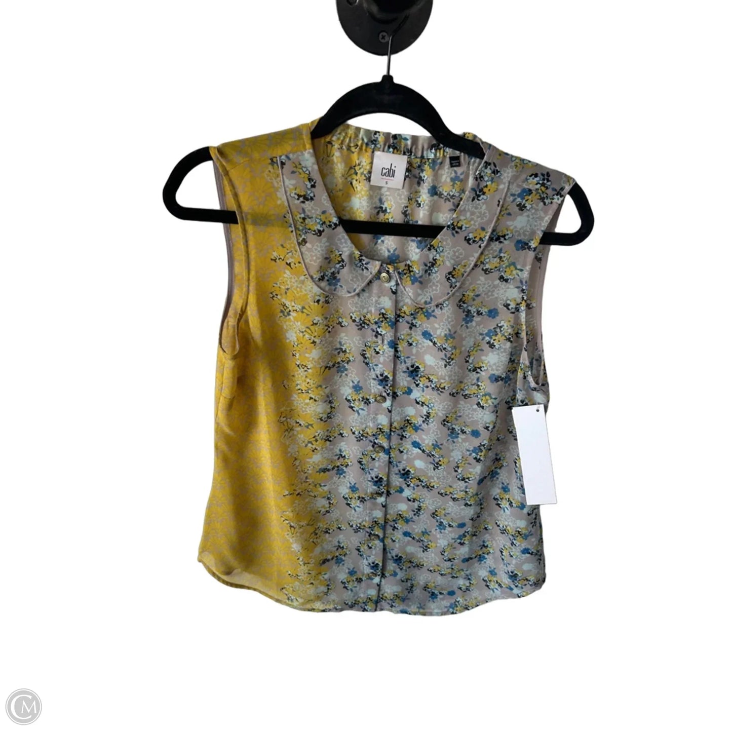 Blouse Sleeveless By Cabi In Grey & Yellow, Size: S