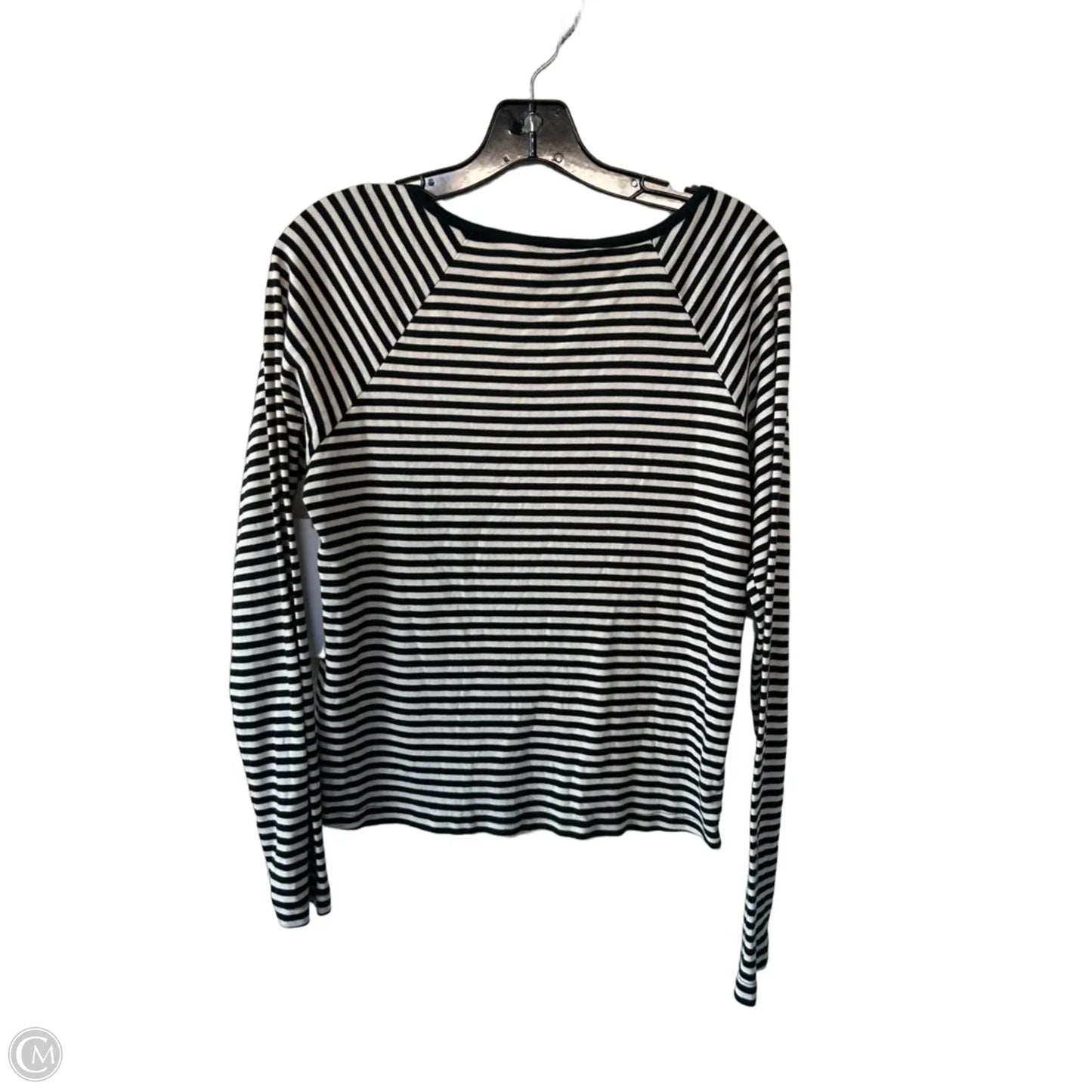 Top Long Sleeve By Banana Republic In Black & Cream, Size: Xl