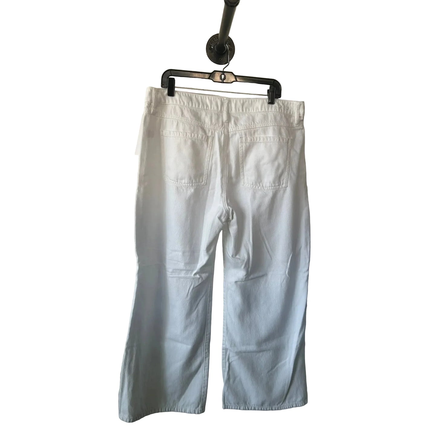 Jeans Wide Leg By Cabi In White Denim, Size: 14