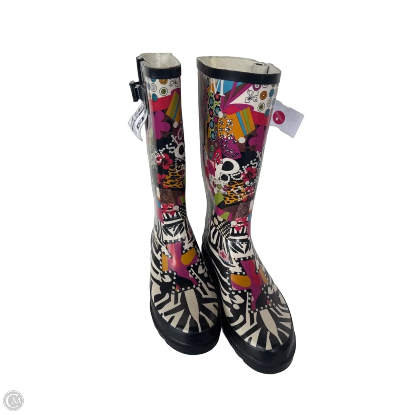 Boots Rain By Clothes Mentor In Zebra Print, Size: 10